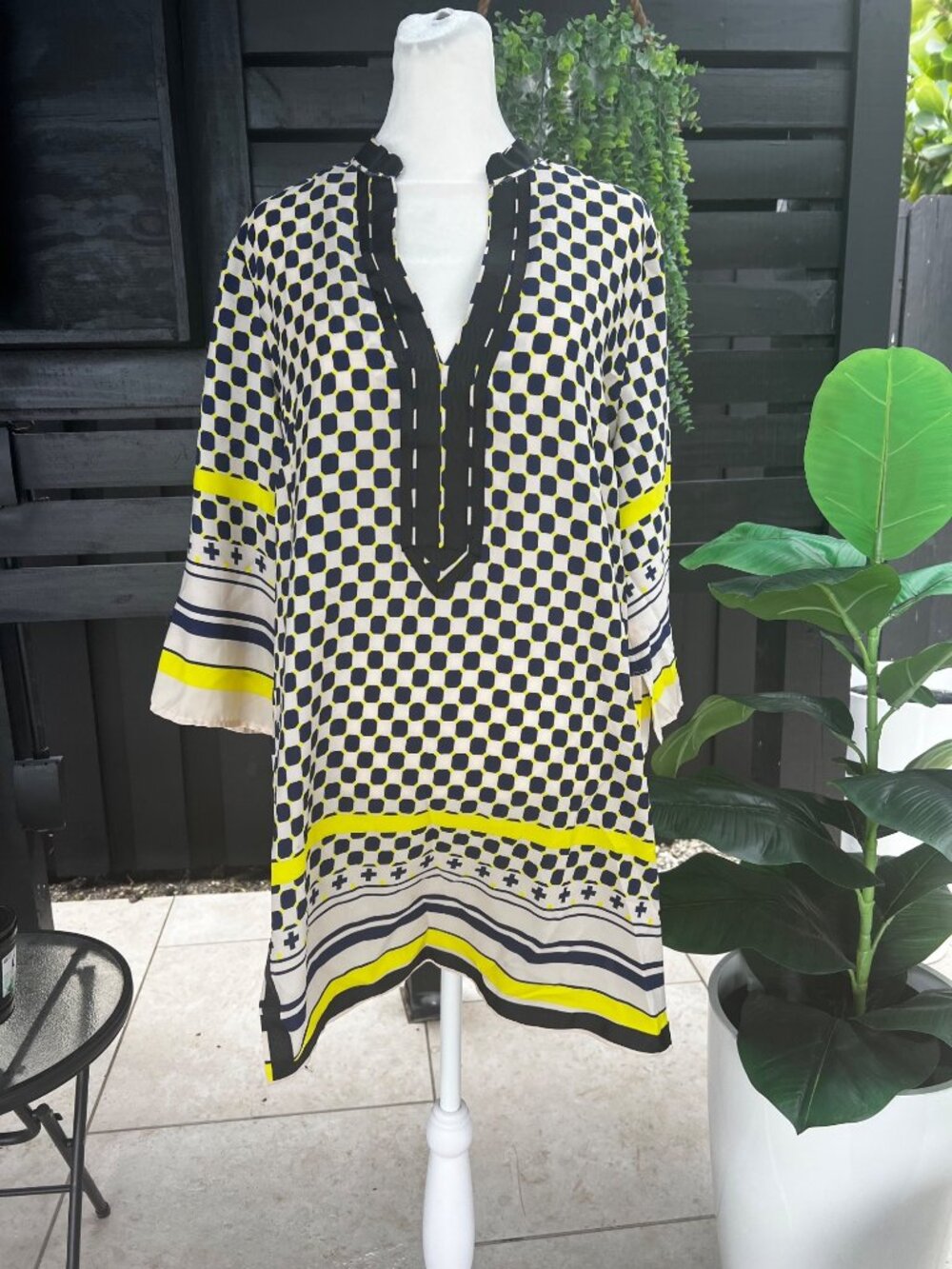 ark & co Caftan Tunic Blouse Old Money Beach Medium